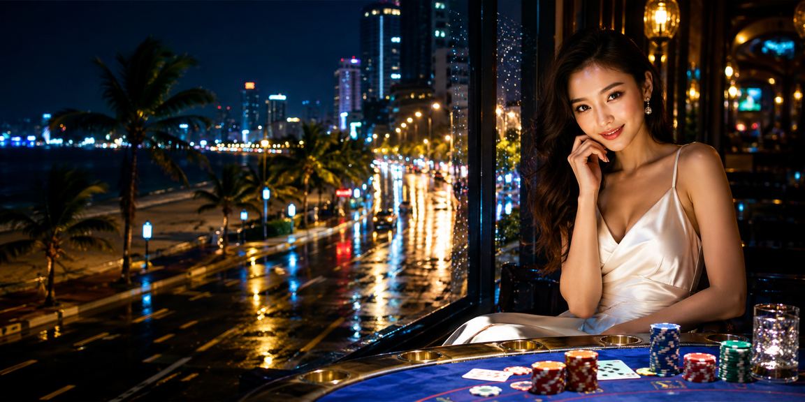 Không gian baccarat và cà phê tại Nha Trang, người chơi trải nghiệm casino live buổi tối